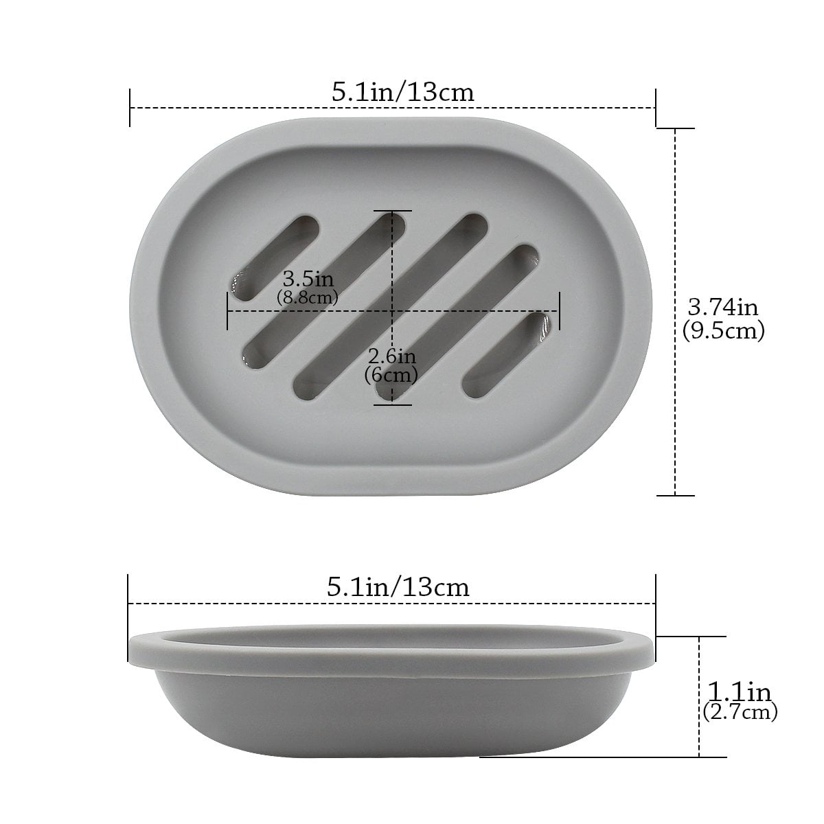 2-Pack Soap Dish with Drain, Soap Holder, Soap Saver, Easy Cleaning, Dry, Stop Mushy Soap (Gray) Gray V1189-LWWAL-20260325-00630