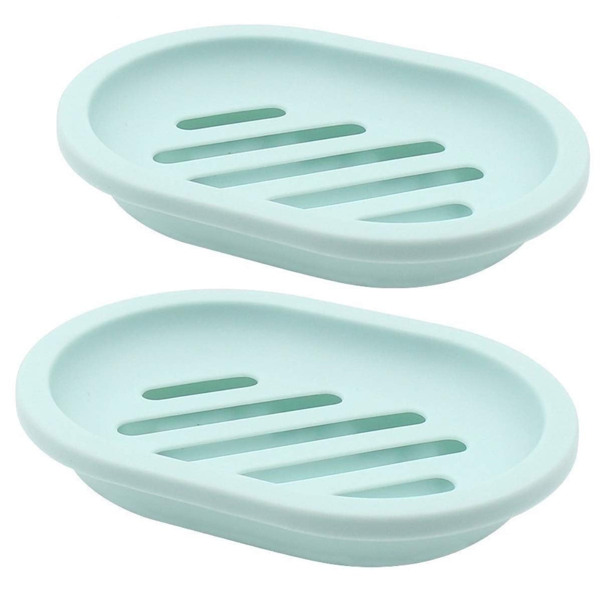2-Pack Soap Dish with Drain, Soap Holder, Soap Saver, Easy Cleaning, Dry, Stop Mushy Soap (Gray) Green V1189-LWWAL-20260325-00631