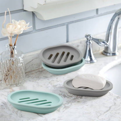 2-Pack Soap Dish with Drain, Soap Holder, Soap Saver, Easy Cleaning, Dry, Stop Mushy Soap (Gray) Green V1189-LWWAL-20260325-00631