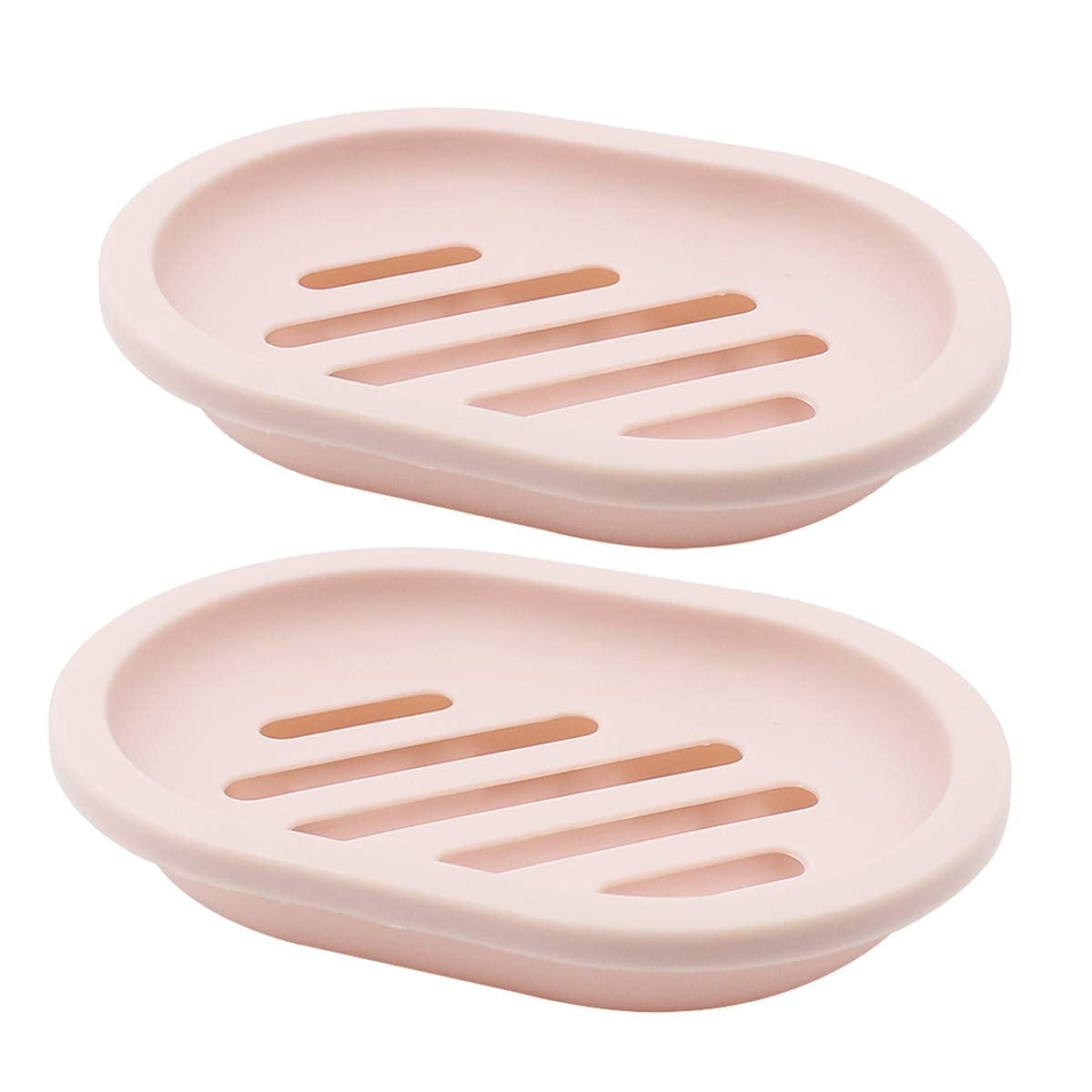 2-Pack Soap Dish with Drain, Soap Holder, Soap Saver, Easy Cleaning, Dry, Stop Mushy Soap (Gray) Pink V1189-LWWAL-20260325-00632