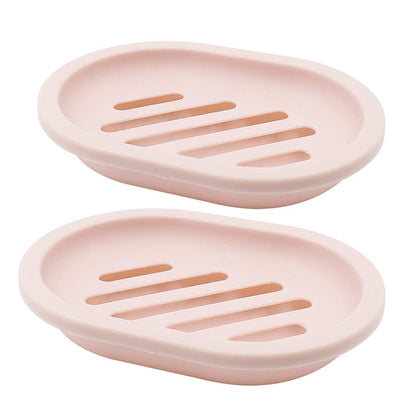 2-Pack Soap Dish with Drain, Soap Holder, Soap Saver, Easy Cleaning, Dry, Stop Mushy Soap (Gray) Pink V1189-LWWAL-20260325-00632