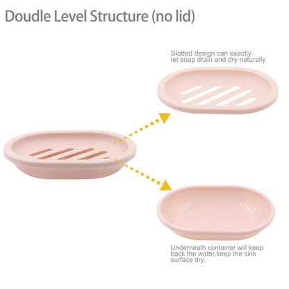 2-Pack Soap Dish with Drain, Soap Holder, Soap Saver, Easy Cleaning, Dry, Stop Mushy Soap (Gray) Pink V1189-LWWAL-20260325-00632