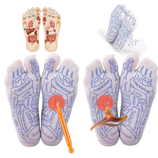 2 Pairs Reflexology Socks with Trigger Point Massage Tool, Foot Acupressure Reflexologh Socks with Massage V1189-LWWAL-20260325-00640