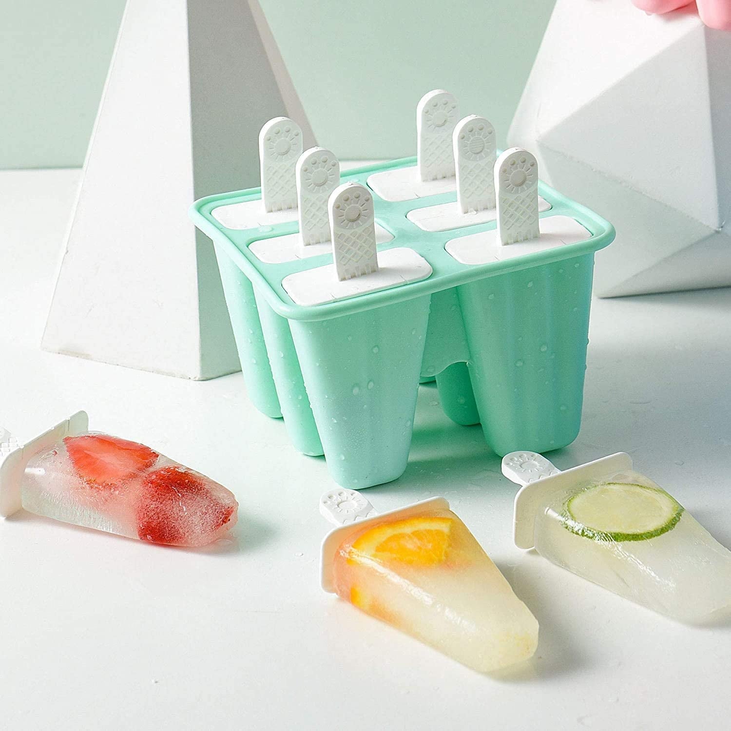 Silicone Ice Pop Molds 6-Well Easy Release, BPA Free Silicone Ice Cream Mold Green V1189-LWWAL-20260325-00643