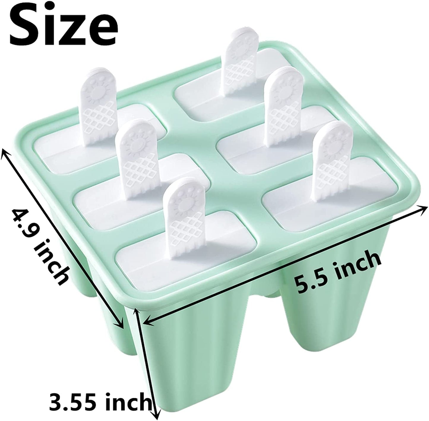 Silicone Ice Pop Molds 6-Well Easy Release, BPA Free Silicone Ice Cream Mold Green V1189-LWWAL-20260325-00643