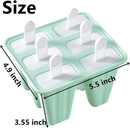 Silicone Ice Pop Molds 6-Well Easy Release, BPA Free Silicone Ice Cream Mold Green V1189-LWWAL-20260325-00643