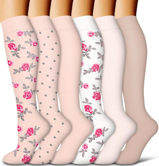 6Pairs Compression Socks for Women and Men - Best for Circulation, Running, Athletic, Recover, Nurse, Travel V1189-LWWAL-20260325-00650