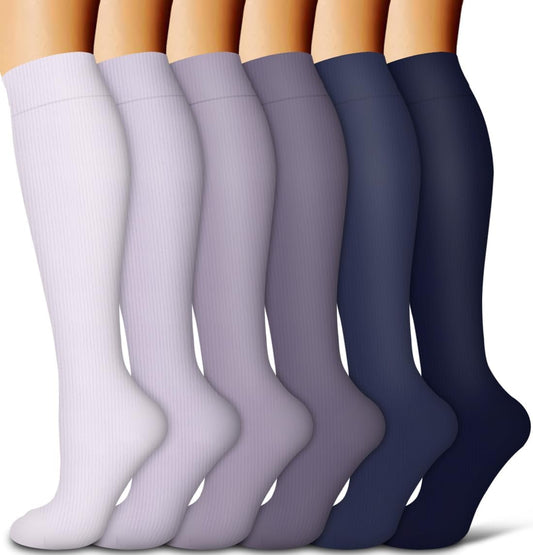 6Pairs Compression Socks for Women and Men - Best for Circulation, Running, Athletic, Recover, Nurse, Travel V1189-LWWAL-20260325-00651