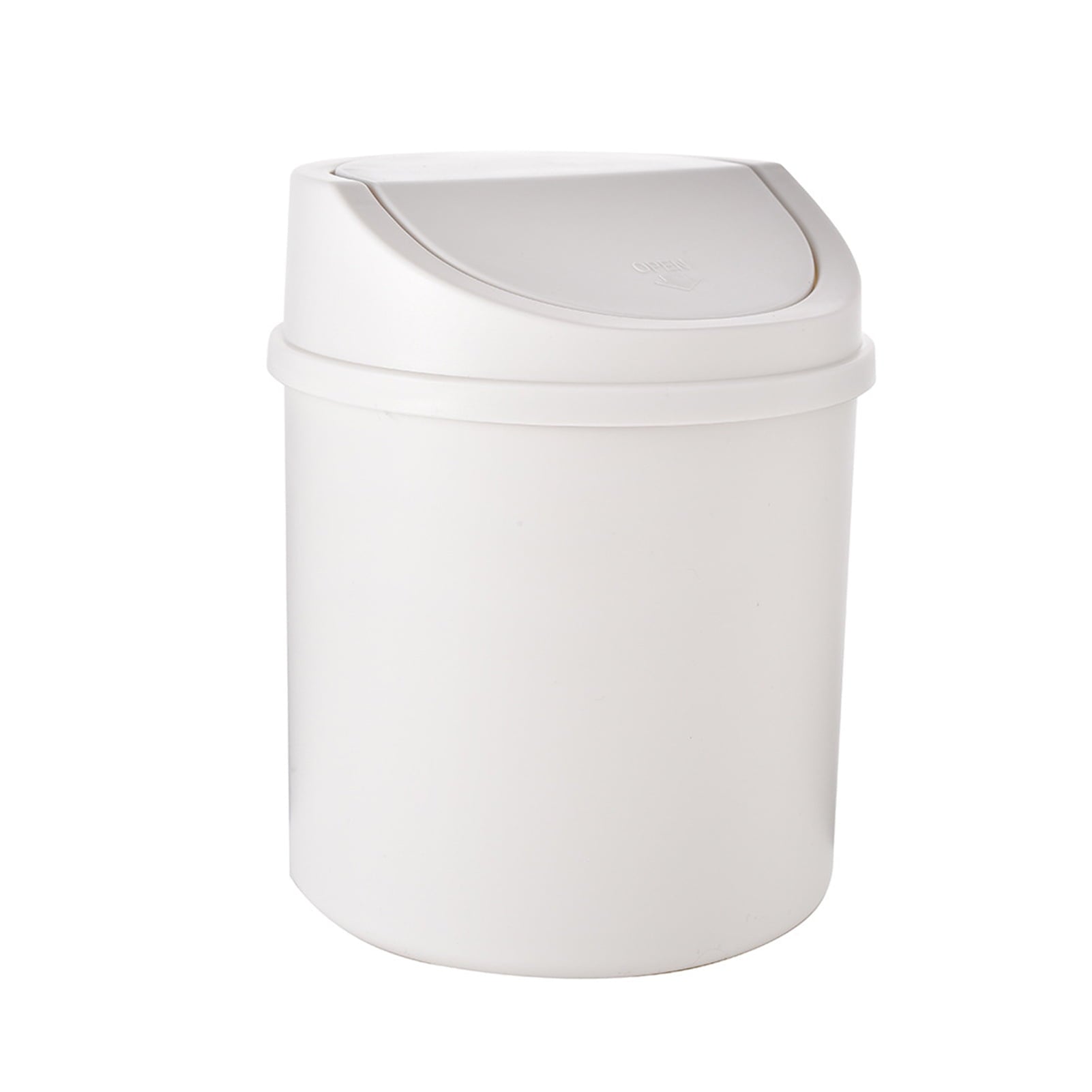 Walbest Desktop Mini Cute Trash Can with Swing Lid, Space Saving PP Plastic Cylindrical Tiny Garbage Can, V1189-LWWAL-20260325-00676