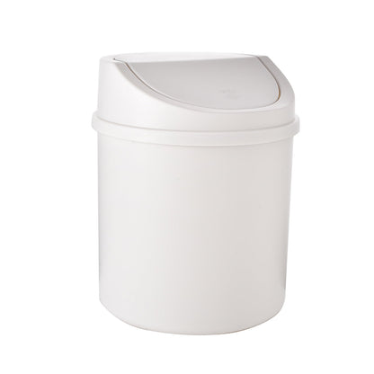 Walbest Desktop Mini Cute Trash Can with Swing Lid, Space Saving PP Plastic Cylindrical Tiny Garbage Can, V1189-LWWAL-20260325-00676