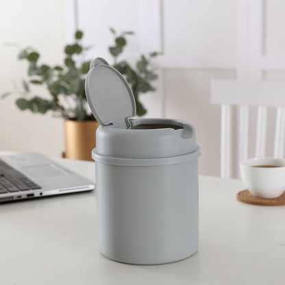 Walbest Desktop Mini Cute Trash Can with Swing Lid, Space Saving PP Plastic Cylindrical Tiny Garbage Can, V1189-LWWAL-20260325-00676