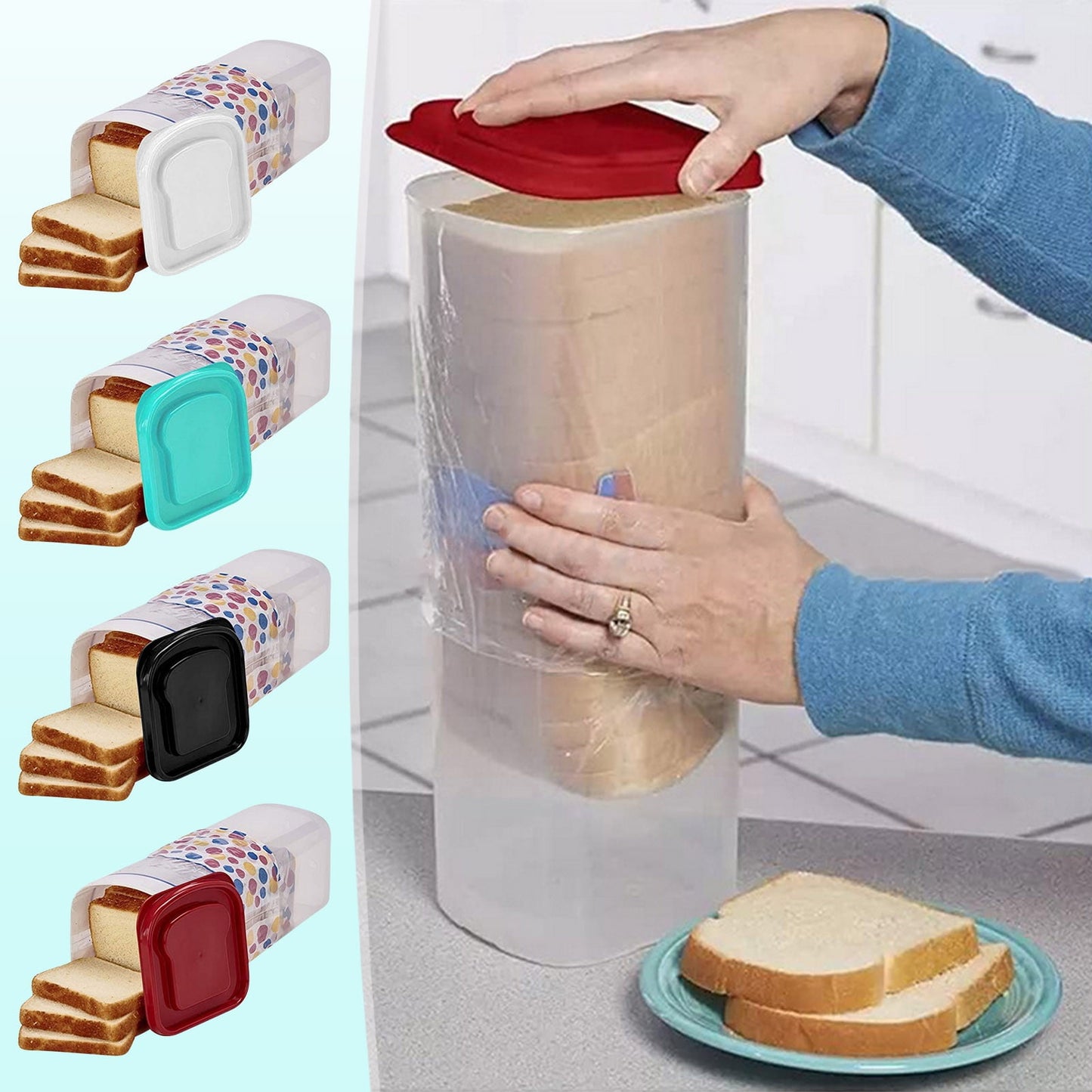 Bread Box with Airtight Lid, Bread Storage Container, Bread Loaf Storage Dispenser, Plastic Sandwich Bread V1189-LWWAL-20260325-00678