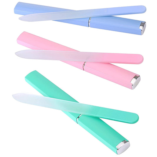 3 Pack Glass Nail File, Fingernail File for Natural Nail Professional Manicure Nail Tool Gentle Nail Care V1189-LWWAL-20260325-00686