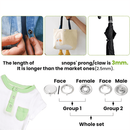 Pearl Snaps for Fabric Snap Pliers, Metal Button Kit Clothing, Shirts, Onesie, Romper,120 Set V1189-LWWAL-20260325-00701