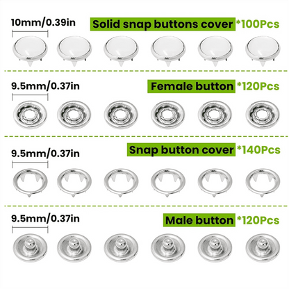 Pearl Snaps for Fabric Snap Pliers, Metal Button Kit Clothing, Shirts, Onesie, Romper,120 Set V1189-LWWAL-20260325-00701