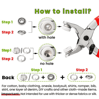 Pearl Snaps for Fabric Snap Pliers, Metal Button Kit Clothing, Shirts, Onesie, Romper,120 Set V1189-LWWAL-20260325-00701