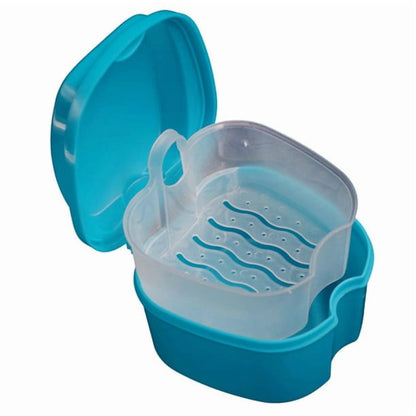 Denture Bath Case Cup Box Holder Storage Container with Denture Cleaner Brush Strainer Basket for Travel V1189-LWWAL-20260325-00703