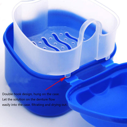 Denture Bath Case Cup Box Holder Storage Container with Denture Cleaner Brush Strainer Basket for Travel V1189-LWWAL-20260325-00704