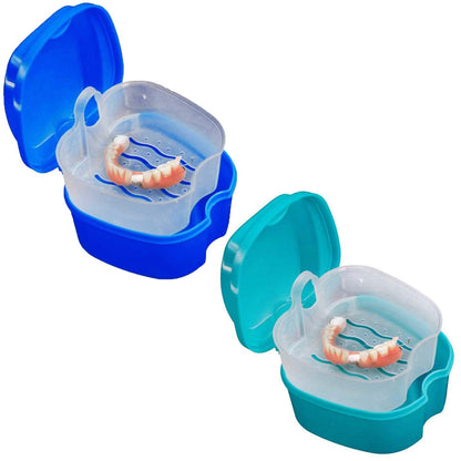 Denture Bath Case Cup Box Holder Storage Container with Denture Cleaner Brush Strainer Basket for Travel V1189-LWWAL-20260325-00704