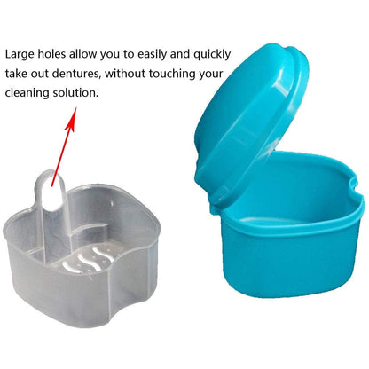 Denture Bath Case Cup Box Holder Storage Container with Denture Cleaner Brush Strainer Basket for Travel V1189-LWWAL-20260325-00705
