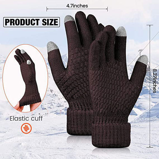 Dalrosia Women's Winter Touch Screen Gloves Warm Fleece Lined Knit Gloves Elastic Cuff Winter Texting Gloves V1189-LWWAL-20260325-00718