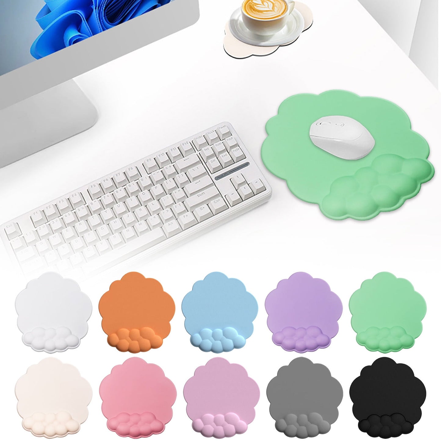 GHSOHS Ergonomic Mouse Pad with Wrist Support Cute Cloud Shape Wrist Pad Memory Cotton Keyboard Hand Rest Non V1189-LWWAL-20260325-00733