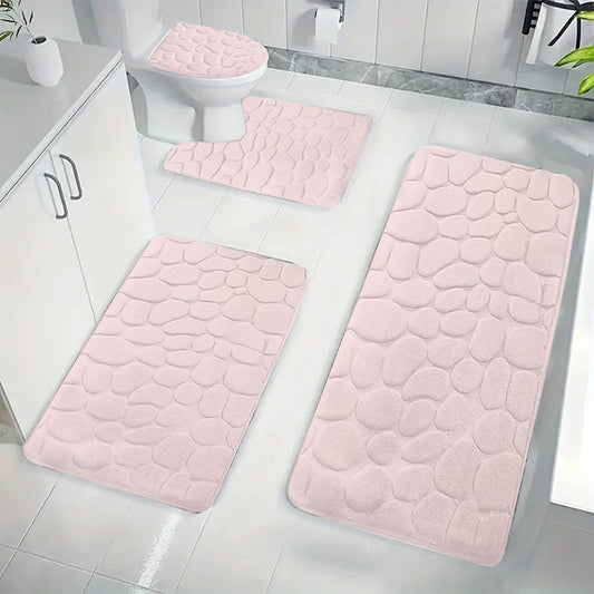 Tyidzon Bathroom Rugs Sets 4 Piece with Toilet Lid Cover, Non-Slip Absorbentb Rugs and Mats for Bathroom, V1189-LWWAL-20260325-00827