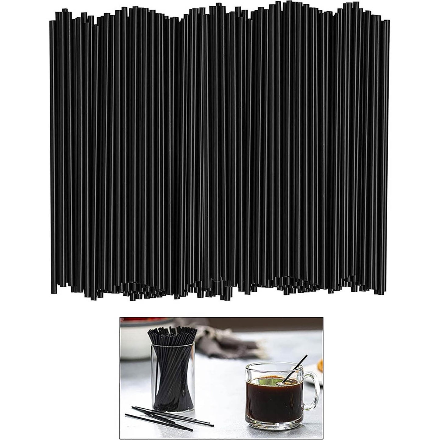 Dmlowu 100Pc 10 Inch Coffee & Cocktail Stirrers/Straws Disposable Plastic Sip Stir Swizzle Sticks - Black V1189-LWWAL-20260325-00848