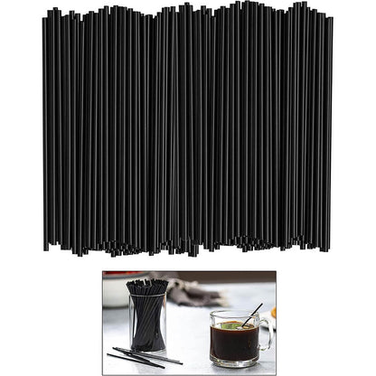 Dmlowu 100Pc 10 Inch Coffee & Cocktail Stirrers/Straws Disposable Plastic Sip Stir Swizzle Sticks - Black V1189-LWWAL-20260325-00848