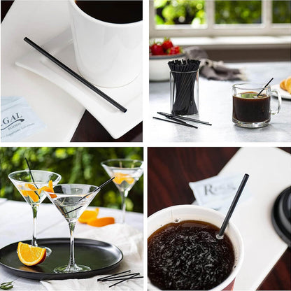 Dmlowu 100Pc 10 Inch Coffee & Cocktail Stirrers/Straws Disposable Plastic Sip Stir Swizzle Sticks - Black V1189-LWWAL-20260325-00848