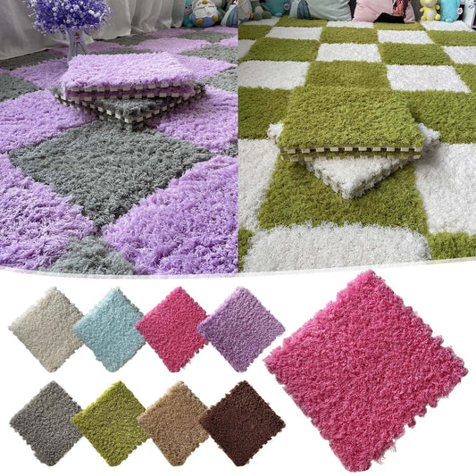 Tyidzon Puzzle Carpet Squares Soft Furry Play Mat Tiles for Home Playroom Decoration Cozy Climbing Area Rug V1189-LWWAL-20260325-00906