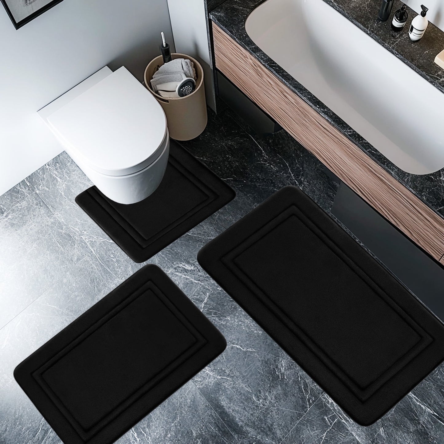 Tyidzon Bathroom Rugs Sets 3 Piece, Bath Mat Universal Soft Comfortable Water Absorption Non Slip Machine V1189-LWWAL-20260325-00922