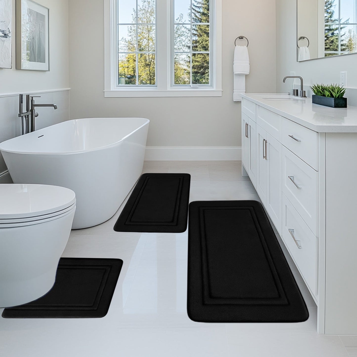 Tyidzon Bathroom Rugs Sets 3 Piece, Bath Mat Universal Soft Comfortable Water Absorption Non Slip Machine V1189-LWWAL-20260325-00922