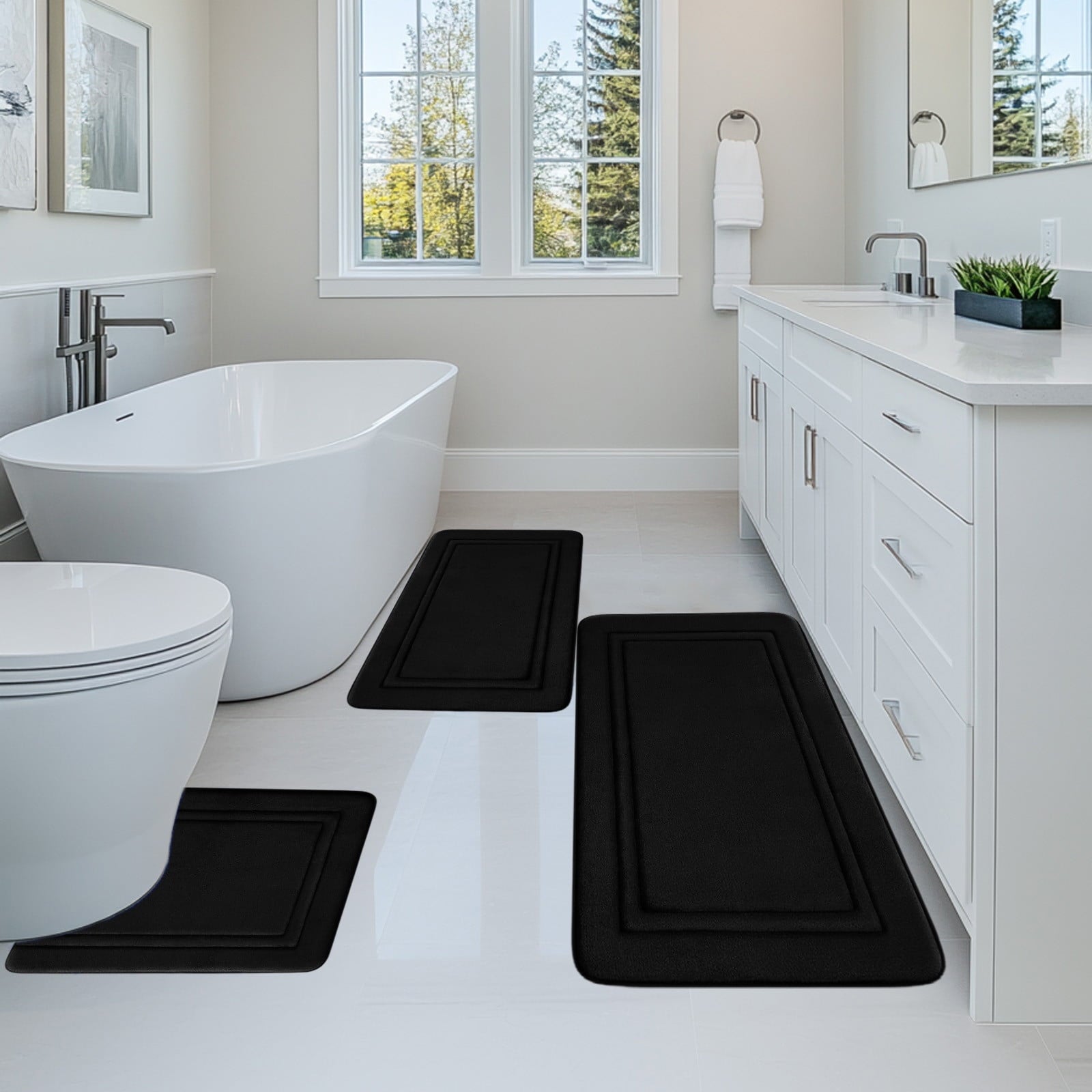 Tyidzon Bathroom Rugs Sets 3 Piece, Bath Mat Universal Soft Comfortable Water Absorption Non Slip Machine V1189-LWWAL-20260325-00922