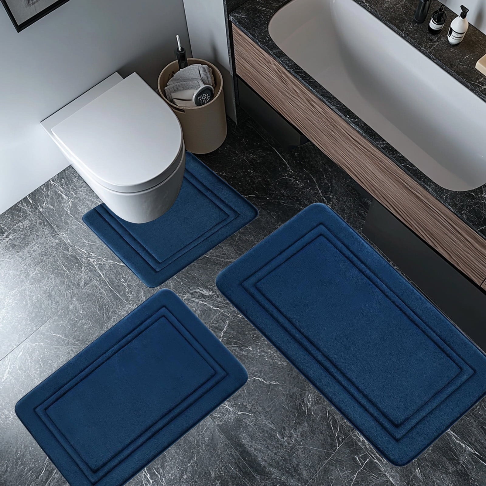 Tyidzon Bathroom Rugs Sets 3 Piece, Bath Mat Universal Soft Comfortable Water Absorption Non Slip Machine V1189-LWWAL-20260325-00923