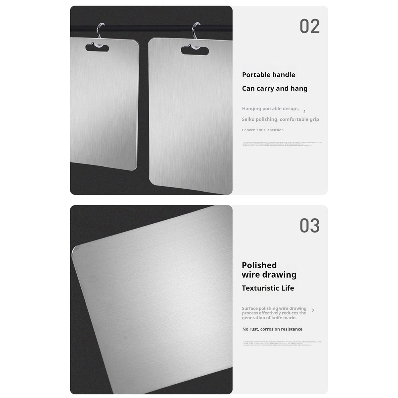 PALIFEUR Cutting Board Non Toxic Steel Cutting Boards for Kitchen, Different Sizes & Non Slip Handles, V1189-LWWAL-20260325-00945