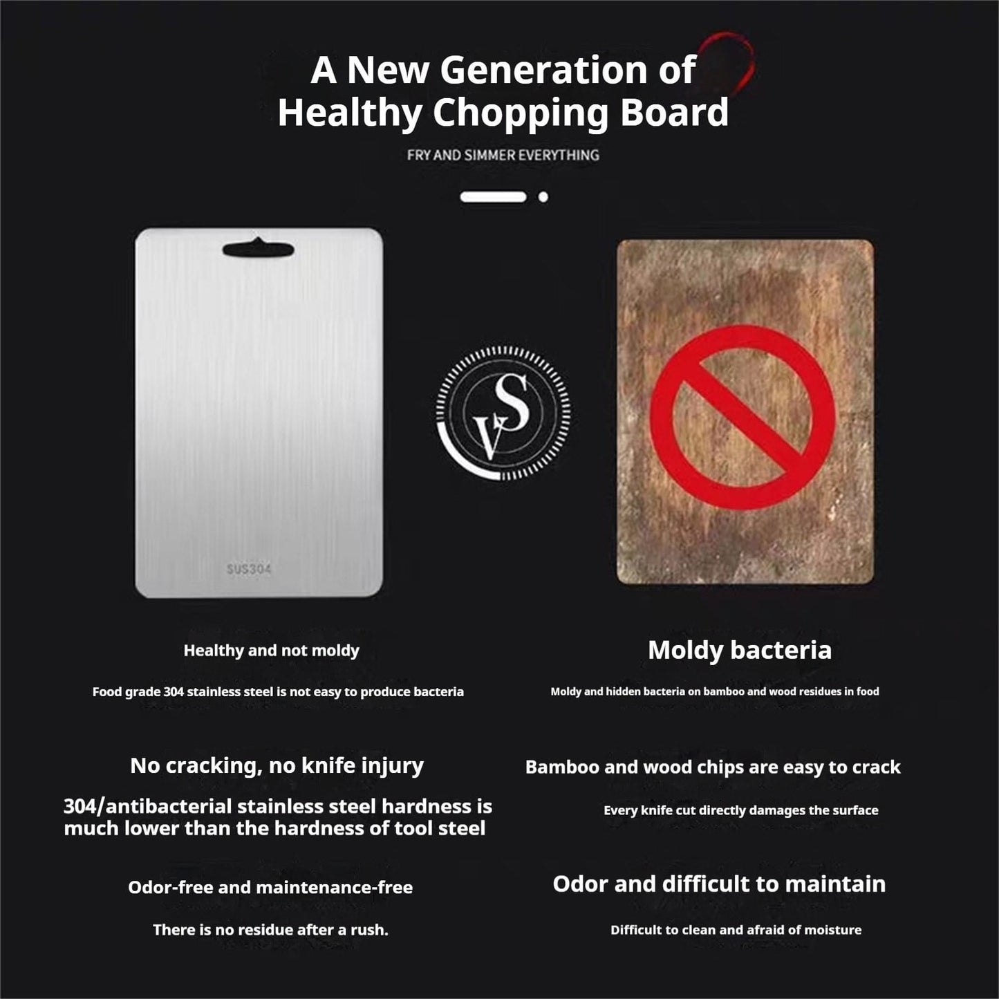 PALIFEUR Cutting Board Non Toxic Steel Cutting Boards for Kitchen, Different Sizes & Non Slip Handles, V1189-LWWAL-20260325-00946