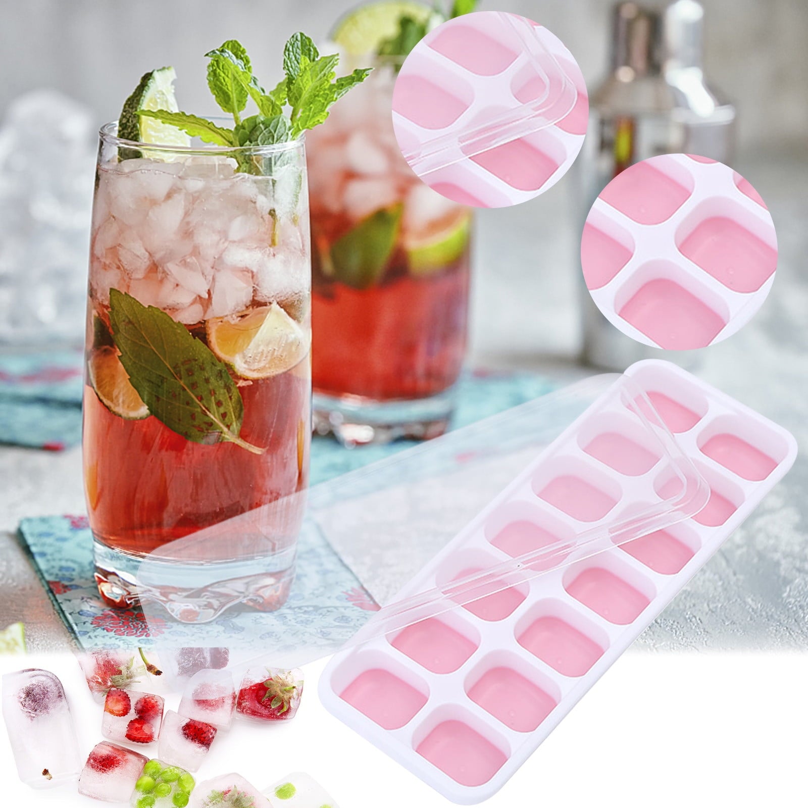PALIFEUR Silicone Ice Cube Tray 2 Pack Easy-Release & Flexible 14-Ice Cube Trays with Avoid Spill Removable V1189-LWWAL-20260325-00948