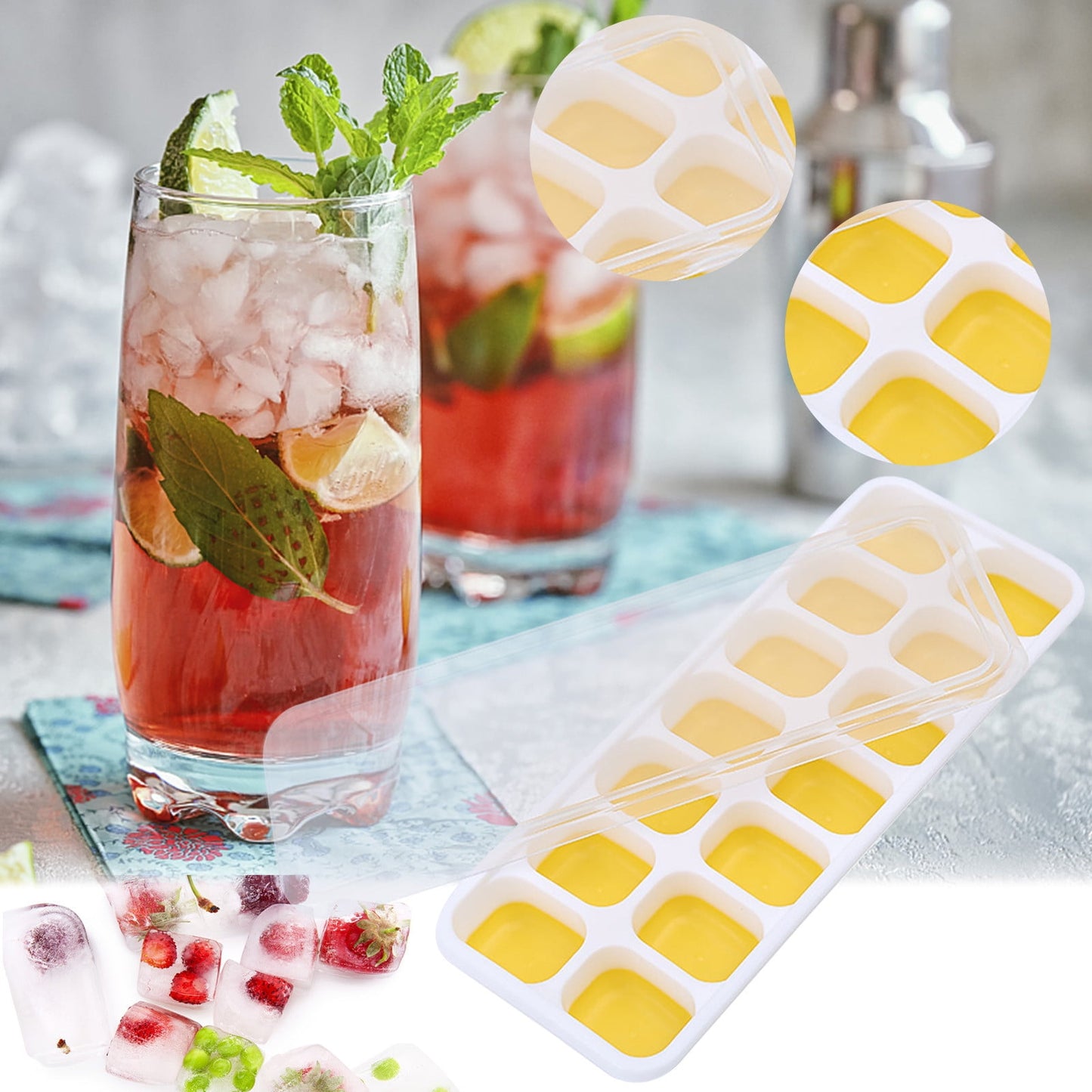PALIFEUR Silicone Ice Cube Tray 2 Pack Easy-Release & Flexible 14-Ice Cube Trays with Avoid Spill Removable V1189-LWWAL-20260325-00949