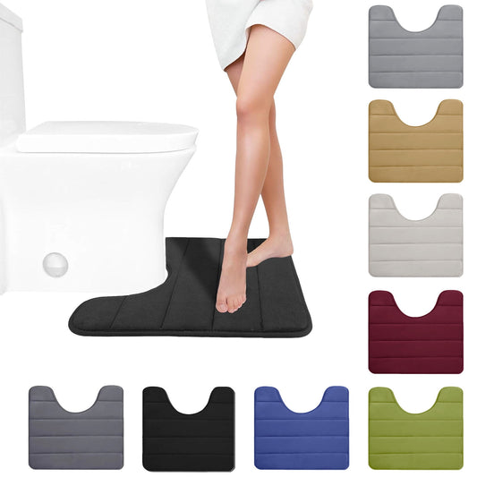 PALIFEUR Memory Foam Toilet Rug, Non-Slip Bathroom Rugs, Toilet Rugs U Shaped Washable, Commode Contour Rug, V1189-LWWAL-20260325-00960