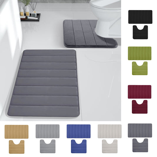 PALIFEUR Memory Foam Toilet Rug, Non-Slip Bathroom Rugs, Toilet Rugs U Shaped Washable, Commode Contour Rug, V1189-LWWAL-20260325-00968