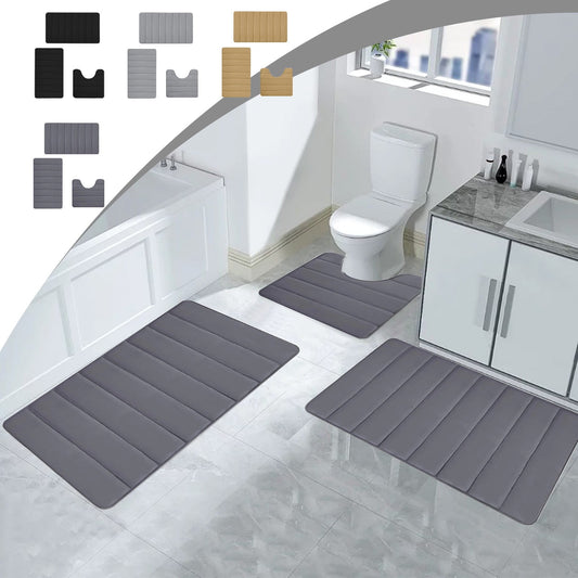 PALIFEUR Memory Foam Toilet Rug, Non-Slip Bathroom Rugs, Toilet Rugs U Shaped Washable, Commode Contour Rug, V1189-LWWAL-20260325-00977