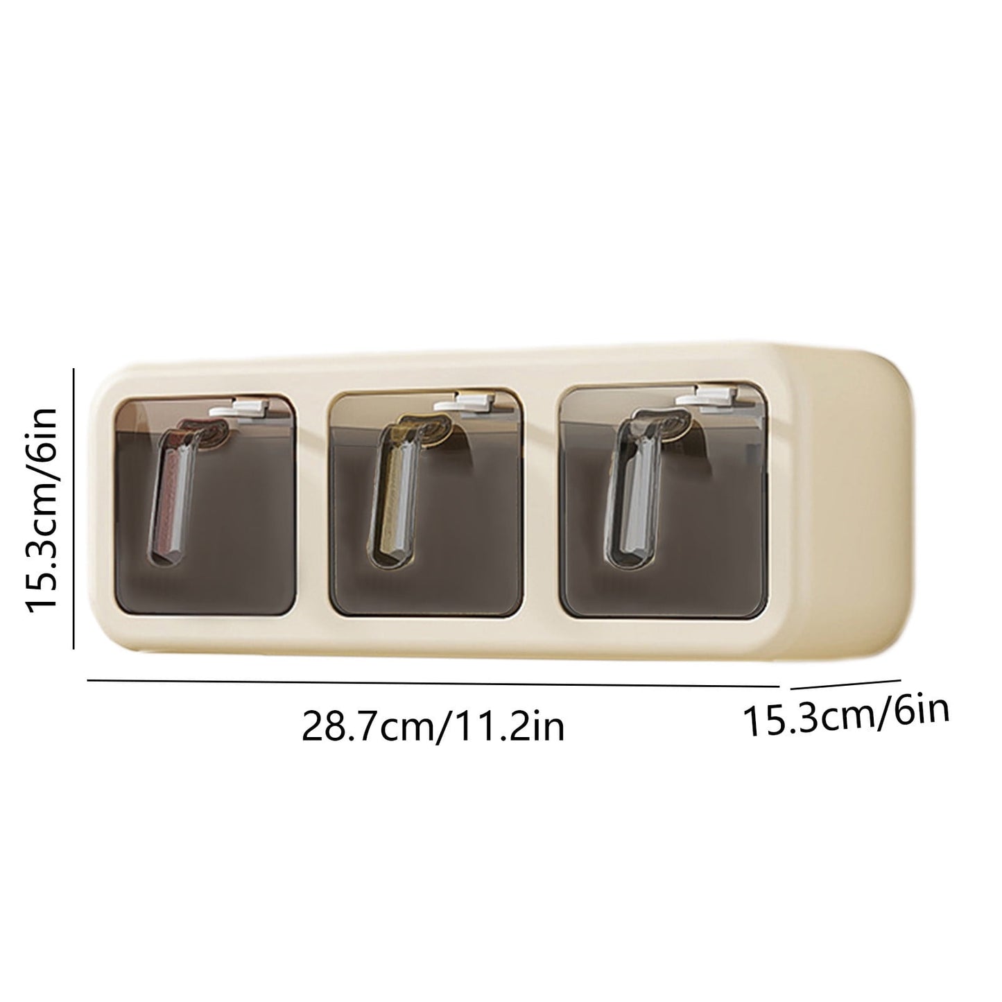 PALIFEUR Spice Jars Set, 3 Grids Spice Rack Seasoning Containers Set, Condiment Jars with Spice Drawer V1189-LWWAL-20260325-01027