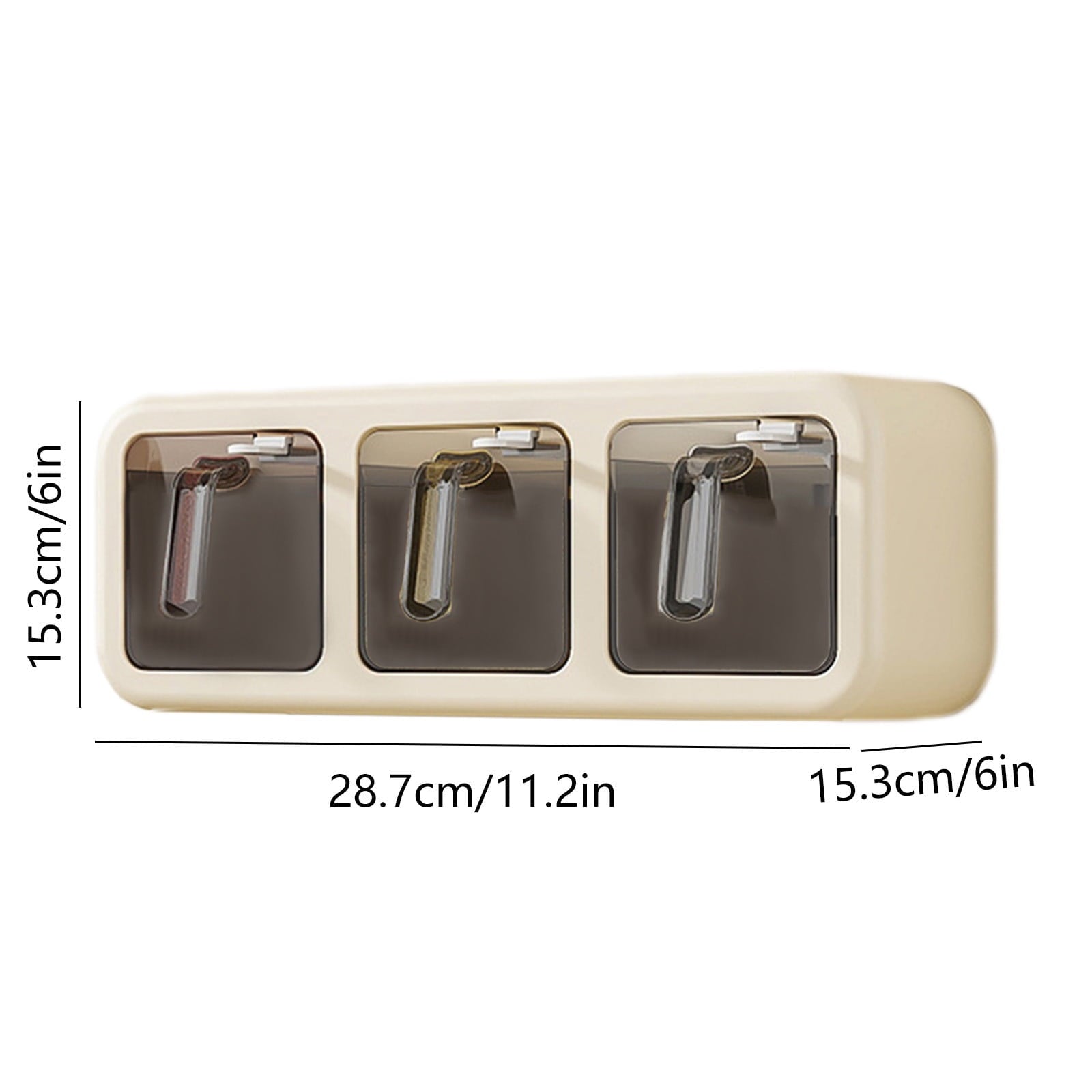 PALIFEUR Spice Jars Set, 3 Grids Spice Rack Seasoning Containers Set, Condiment Jars with Spice Drawer V1189-LWWAL-20260325-01027