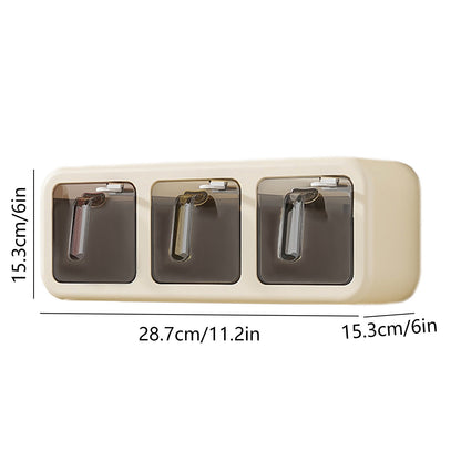 PALIFEUR Spice Jars Set, 3 Grids Spice Rack Seasoning Containers Set, Condiment Jars with Spice Drawer V1189-LWWAL-20260325-01027