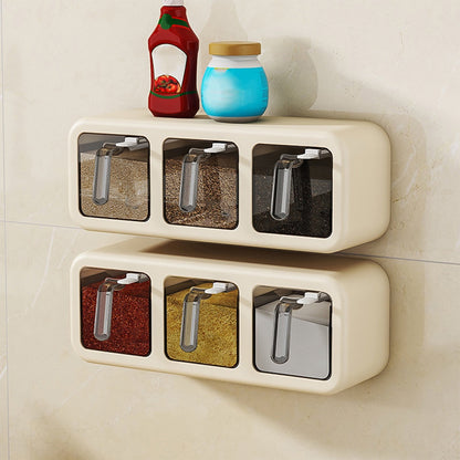 PALIFEUR Spice Jars Set, 3 Grids Spice Rack Seasoning Containers Set, Condiment Jars with Spice Drawer V1189-LWWAL-20260325-01027