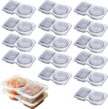 PALIFEUR 5 PCS Snack Containers Disposable Double Compartment Plastic Container, Reusable Snack Containers V1189-LWWAL-20260325-01061