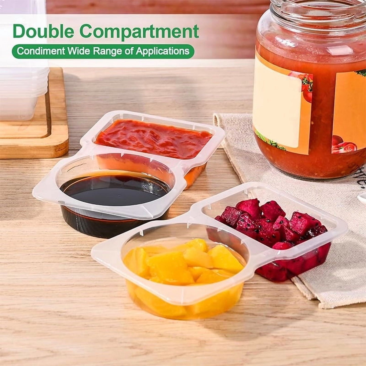 PALIFEUR 5 PCS Snack Containers Disposable Double Compartment Plastic Container, Reusable Snack Containers V1189-LWWAL-20260325-01061