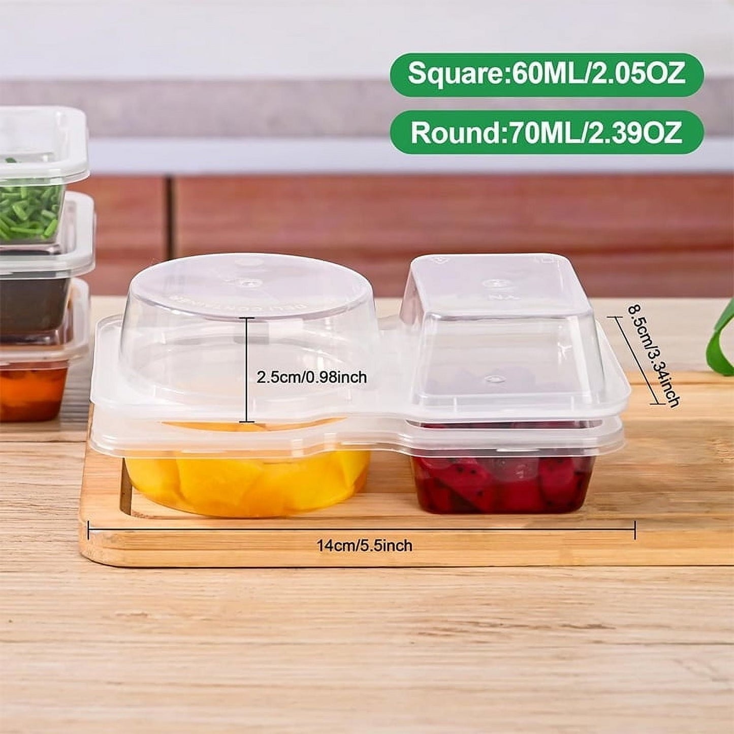 PALIFEUR 5 PCS Snack Containers Disposable Double Compartment Plastic Container, Reusable Snack Containers V1189-LWWAL-20260325-01062