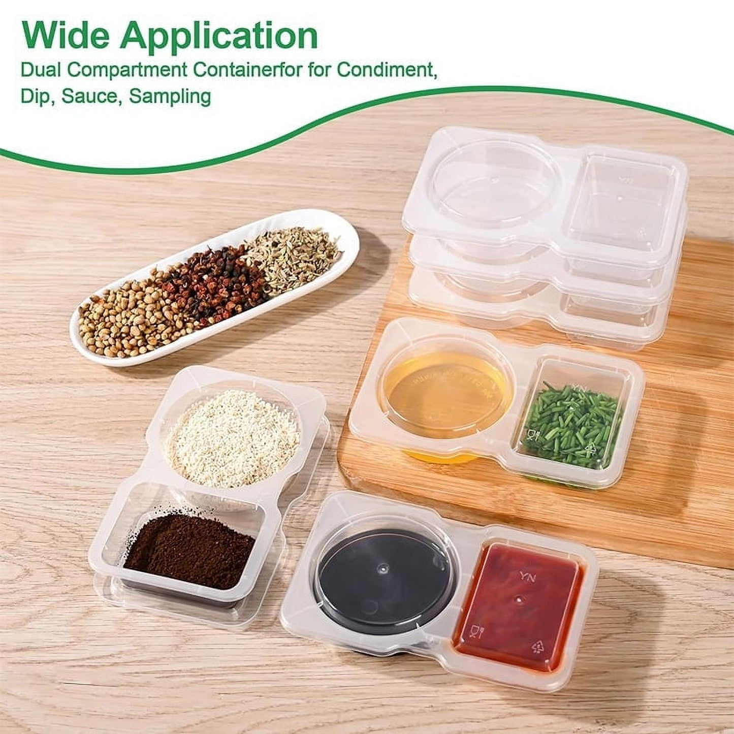 PALIFEUR 5 PCS Snack Containers Disposable Double Compartment Plastic Container, Reusable Snack Containers V1189-LWWAL-20260325-01062